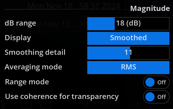 Available magnitude display modes